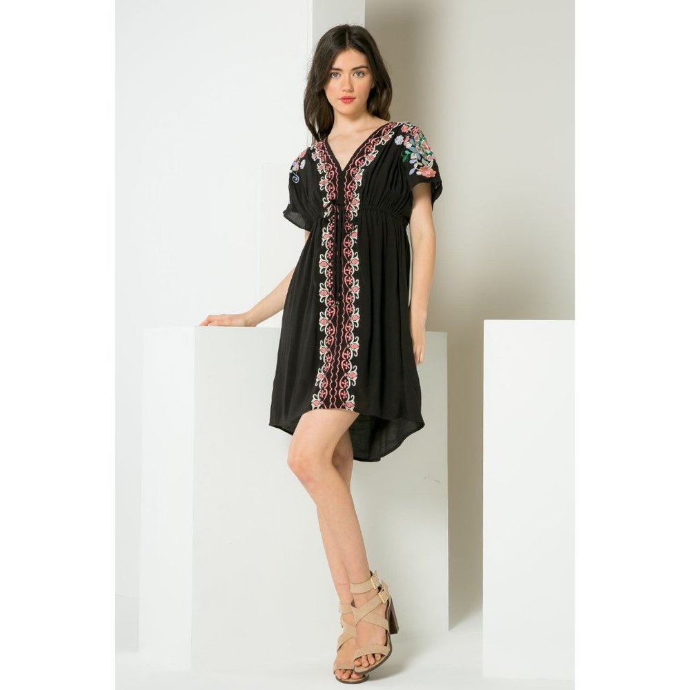 THML Embroidered Black Short Dress - Picture 7 of 7